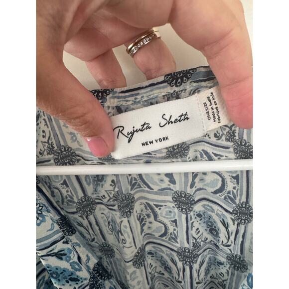 Rujuta Sheth Shira Caftan Blue White One Size - Picture 8 of 8